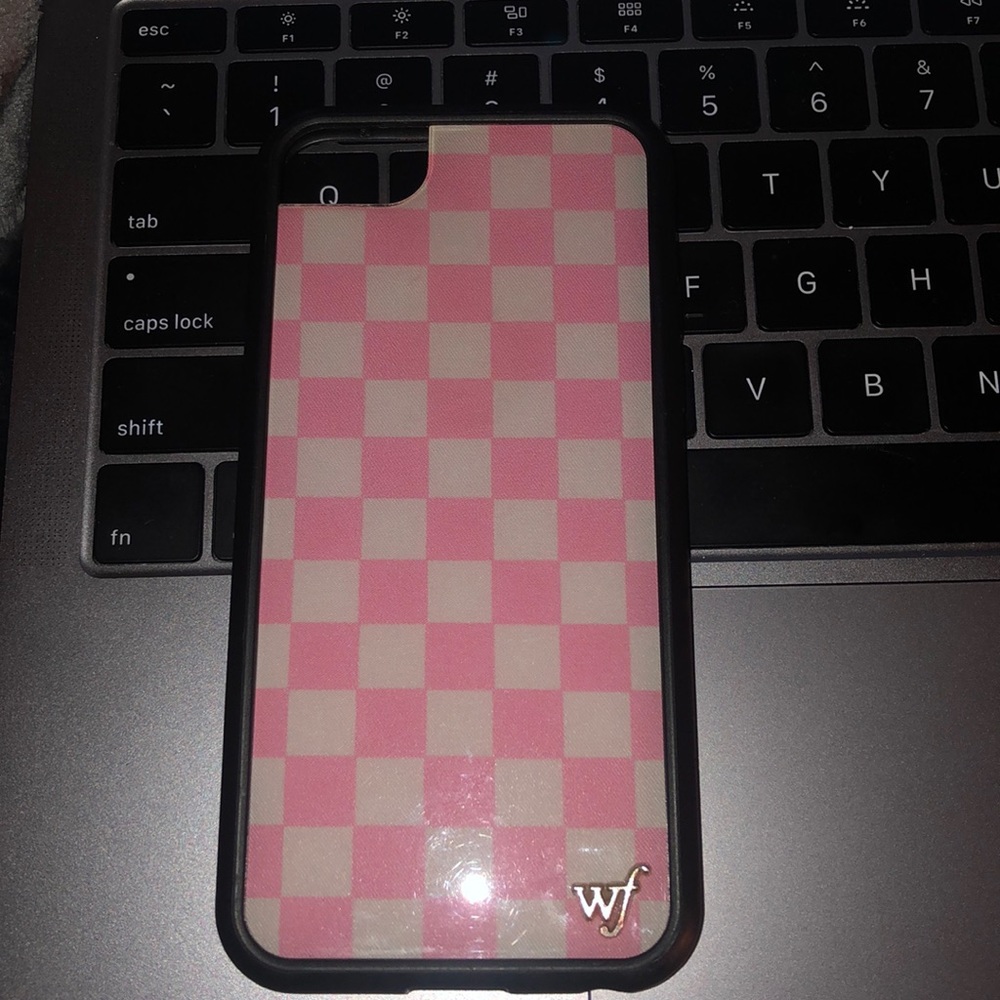 Pink Checkered Wildflower iphone case